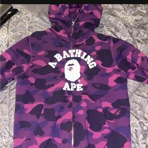 Bape purple camo zip up hoodie